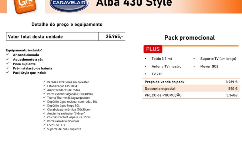 CARAVELAIR, ALBA 430 Style cheio