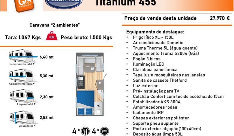 CARAVELAIR, Titanium 455 cheio