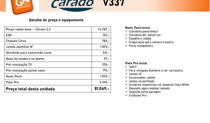 CARADO, V 337 cheio